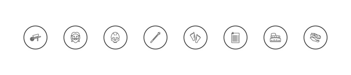 outline history collection. icons set - fossil, staff, footprint. editable vector for web and mobile ui © IconArt