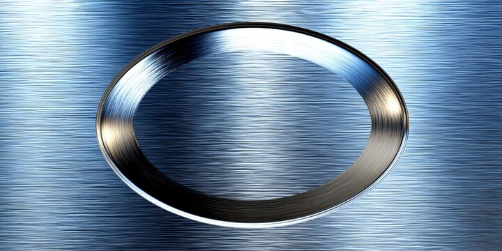 Brushed Metal Surface with Reflective Oval Element.