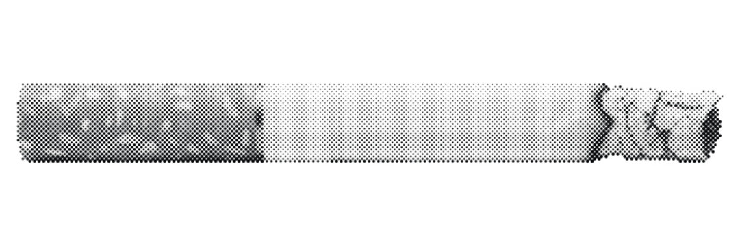 broken cigarette with ash spilling out vector illustration with retro halftone texture
