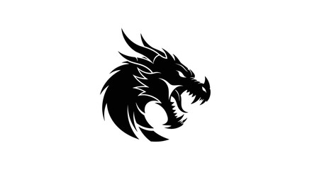 Obraz premium Black dragon head logo profile view.
