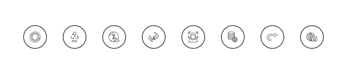 Obraz premium outline user interface icons set - less percentage, repaying, face detection. editable vector for web and mobile ui