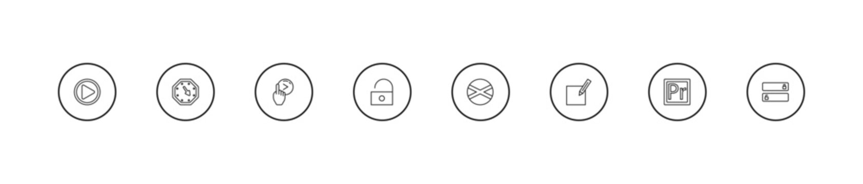 outline user interface icons set - slide right, unblocked, jamaican. editable vector for web and mobile ui