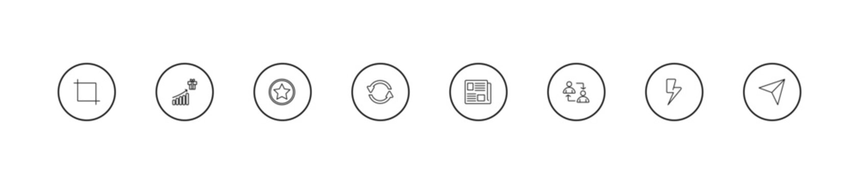outline user interface icons set - favorites button, continuous, newspaper folded. editable vector for web and mobile ui