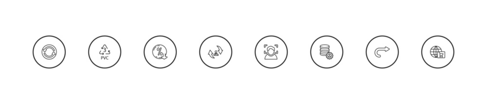 outline user interface icons set - less percentage, repaying, face detection. editable vector for web and mobile ui