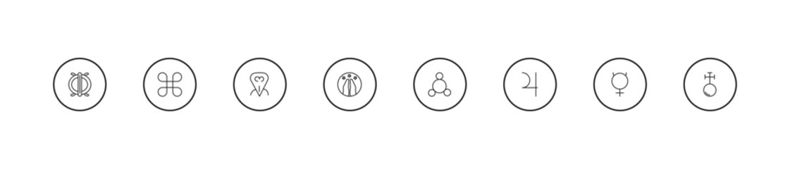 outline zodiac icons set - devotion, hope, silver. editable vector for web and mobile ui © IconArt