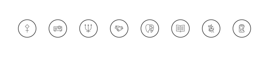 outline zodiac icons set - neptune, commitment, tartar. editable vector for web and mobile ui © IconArt