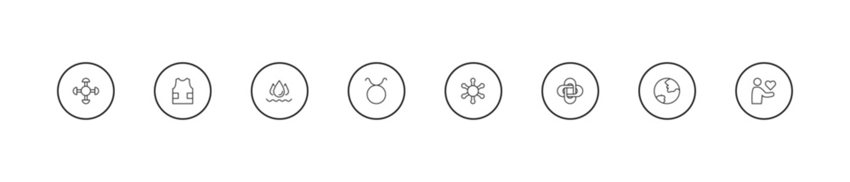 outline zodiac icons set - aqua, , gods shield. editable vector for web and mobile ui