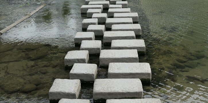 Stone Stepping Path Across Cheonggyecheon in Seoul