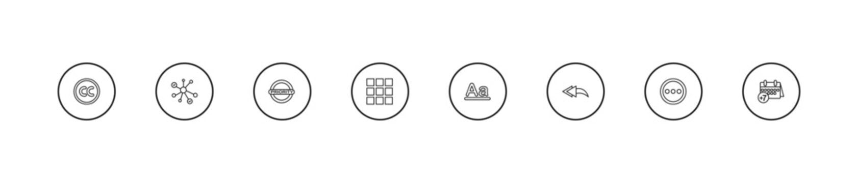 outline content icons set - priority, thumbnails, text format. editable vector for web and mobile ui
