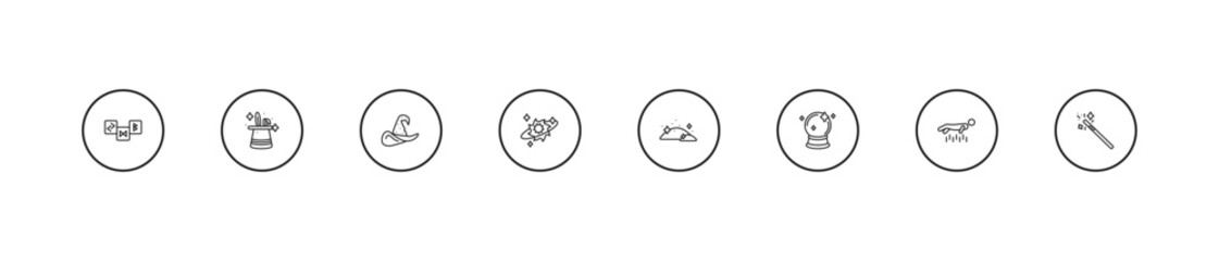 outline magic icons set - witch hat, spell, dust. editable vector for web and mobile ui © IconArt