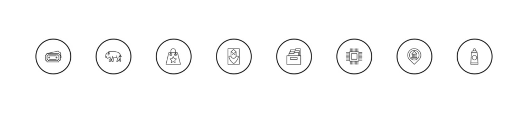 outline museum icons set - souvenir, el greco, archivist. editable vector for web and mobile ui