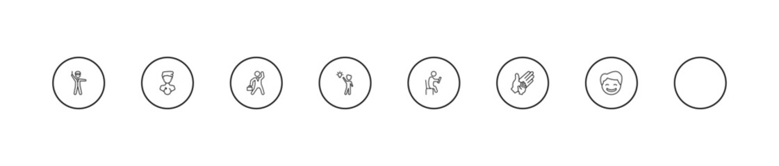 Fototapeta premium outline people icons set - businessman dancing, hips, man with idea. editable vector for web and mobile ui