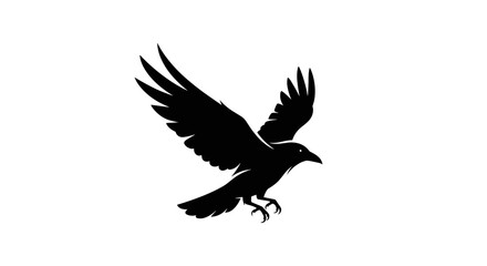 Naklejka premium Black Silhouette Bird in Flight.