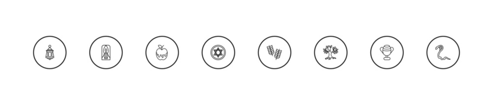 outline religion icons set - and honey, blasphemy, israel barley. editable vector for web and mobile ui