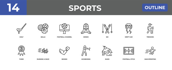 outline sports icons set - golf, balls, football pitch. editable vector for web and mobile ui © IconArt