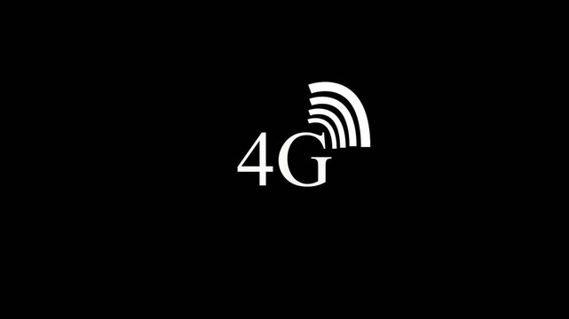 4G Network signal animation. 4G network icon design  Cyan update the network system. radio wave signal with fast speed network. 4G network icon concept on black background. 4k video