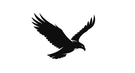 Fototapeta premium Black silhouette of flying eagle bird 1.