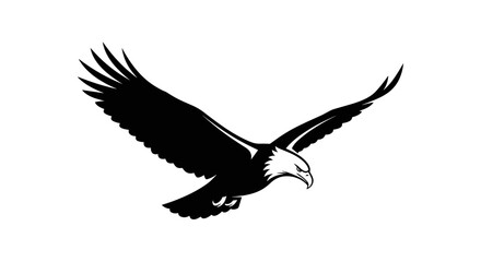 Fototapeta premium Black silhouette of flying eagle bird.
