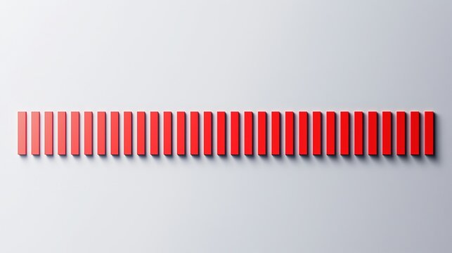 Geometric Art Pattern of Red Vertical Blocks Array in Precise Arrangement on White Background