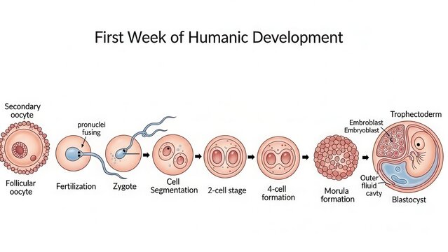 Illustration of the first week of human development