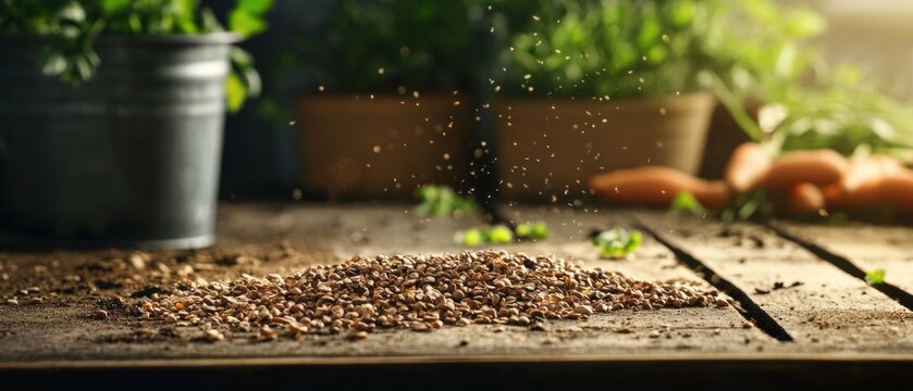 Buckwheat groats on rustic wooden surface organic food and agriculture concept