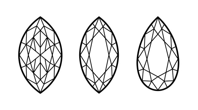 Marquise diamond cuts a trio of elegant gemstone designs in black and white