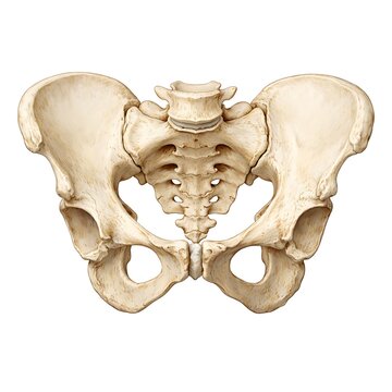 Human Pelvis Skeletal System Anatomy Illustration Isolated on White Background