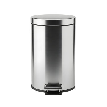 Stainless steel step pedal trash bin isolated on transparent background