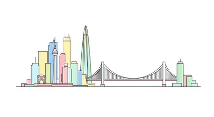 Fototapeta premium Cityscape line art