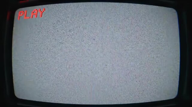 Retro Television Screen with Static Noise and Glitches, Analog TV Signal Interference.