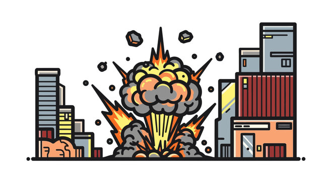 Urban Fire Blast Explosion Vector Illustration