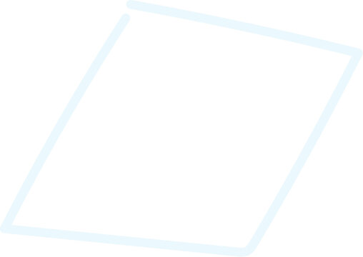 White parallelogram shape outline in cute hand-drawn doodle style isolated vector illustration.