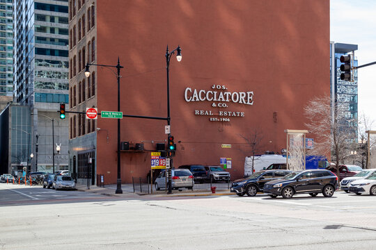 
Chicago, Illinois, USA - March 28, 2022: Jos Cacciatore and Co headquarters in Chicago, Illinois, USA. Jos Cacciatore and Co is a full-service real estate and insurance firm. 
