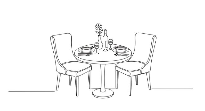 Minimalist dining table setting illustration