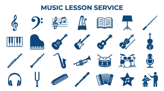 Diverse Collection of Musical Instruments and Symbols for Music Education and Performance
