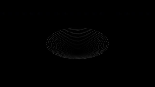 Abstract wireframe geometric circle funnel motion animation.