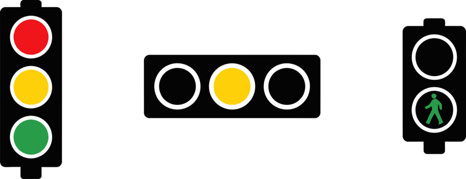 Traffic lights with red, yellow, and green signals for pedestrian and vehicle control eps.