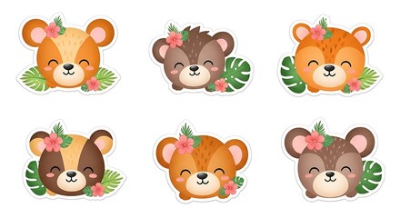 Fototapeta premium Cartoon bear stickers