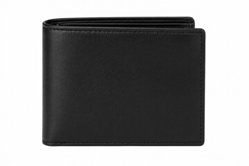 Fototapeta premium Black Leather Bifold Wallet Isolated on White Background