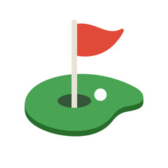 golf hole with flag flat vector illustration cartoon style logo icon  © Wasantha
