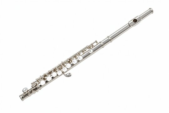 Silver Piccolo Flute Isolated on White Background
