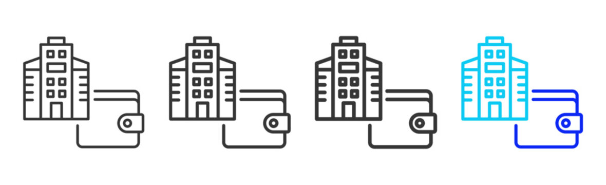 Digital Wallet Icon Collection Creative Outline Style Investment Strategy Thickness Variations Modern Finance Business Growth Risk Management Vector Set Premium