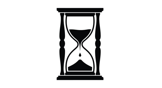 Hourglass silhouette on a white background a classic timekeeping device in black and white high quality professional detailed modern elegant stylish