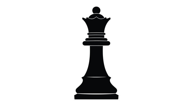 Black chess queen silhouette on a white background isolated vector illustration of a regal game piece high quality professional detailed modern