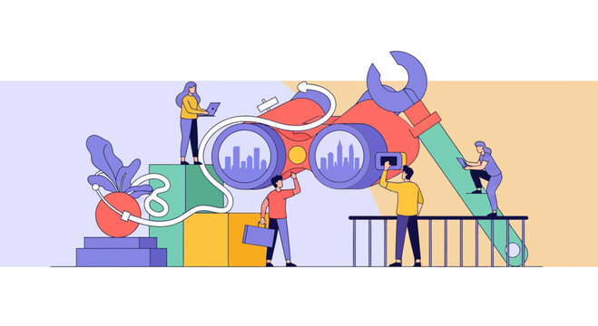 Business Vision and Strategic Future Prospecting Illustration