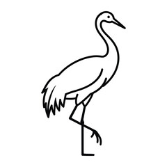 Fototapeta premium Elegant line art of a crane bird standing on one leg