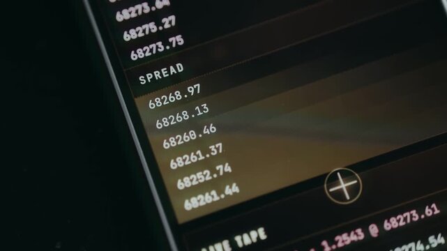 Price points for Bitcoin from the column labeled SPREAD