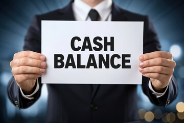 Obraz premium Accountant Holding a Sign for Maintaining Cash Balance