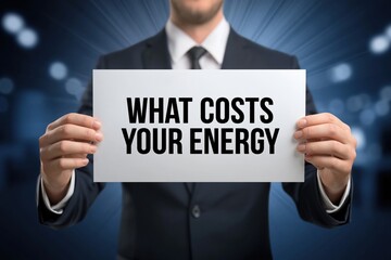 Obraz premium Businessman Asking What Costs Your Energy to Identify Inefficiencies
