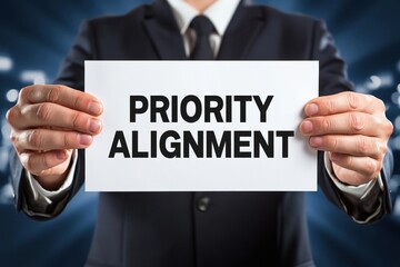 Obraz premium Businessman Presenting the Concept of Priority Alignment